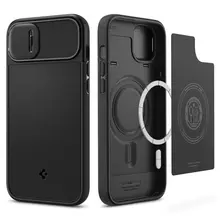 Оригинальный чехол бампер для iPhone 14 Spigen Optik Armor MagSafe Black (Черный) ACS05070