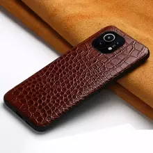 Кожаный чехол бампер для Xiaomi Redmi Note 12 pro Anomaly Crocodile Style Brown (Коричневый) 