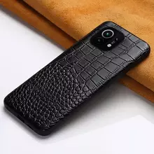 Кожаный чехол бампер для Xiaomi Redmi Note 12 Anomaly Crocodile Style Black (Черный) 