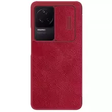 Чехол книжка для Vivo Y02 Nillkin Qin Pro (шторка на камеру) Red (Красный)