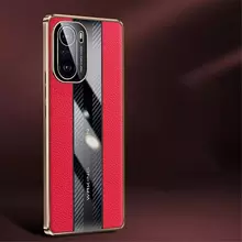 Чехол бампер для Xiaomi Redmi K50 Gaming Anomaly Metal Carbon Leather Red (Красный)