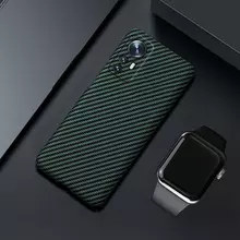 Чехол бампер для Xiaomi 13 Anomaly PC Carbon Green (Зеленый)