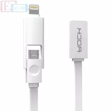 Высокоскоростной кабель для зарядки и передачи данных 2 в 1 Rock LightNing - Micro USB для смартфонов 1 м White (Белый)