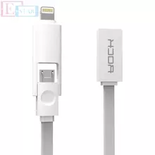 Высокоскоростной кабель для зарядки и передачи данных 2 в 1 Rock LightNing - Micro USB для смартфонов 1 м Grey (Серый)