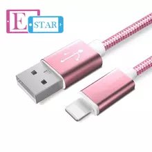Кабель для зарядки и передачи данных Anomaly тканевая оплетка USB LightNing для смартфонов и телефона 1 м Pink (Розовый)