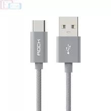 Высокоскоростной кабель для зарядки и передачи данных Rock USB - Type C для смартфонов и телефона 1 м Grey (Серый)