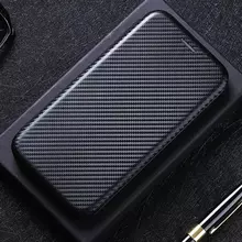 Чехол книжка для Vivo X90 Pro Plus Anomaly Carbon Book Black (Черный)