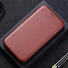 Чехол книжка для Vivo X90 Pro Plus Anomaly Carbon Book Brown (Коричневый)