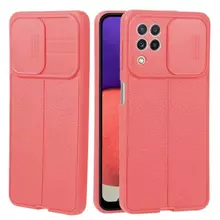 Противоударный чехол бампер для Samsung Galaxy M33 Anomaly Leather Fit Pro (шторка на камеру) Red (Красный)