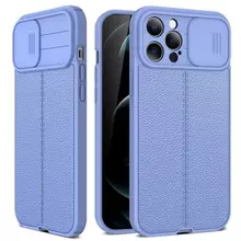 Противоударный чехол бампер для iPhone 13 Pro Max Anomaly Leather Fit Pro (шторка на камеру) Light Purple (Светло Пурпурный)