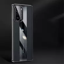 Чехол бампер для Xiaomi Poco F4 / Xiaomi Redmi K50 Anomaly Metal Carbon Leather Black (Черный)