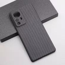 Премиальный чехол бампер для Xiaomi 12 Anomaly Carbon Plaid (Закрытый модуль камеры) Black (Черный)