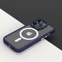 Чехол бампер для iPhone 14 Pro Anomaly Metal Buttons with Magsafe Blue (Синий)