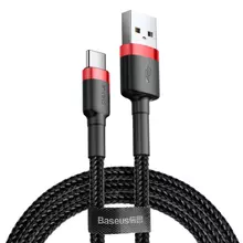 Кабель Baseus Cafule Cable USB для Type-C 3A 1m Black/Red (Чорний/Червоний) (CATKLF-B91)
