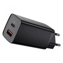 Сетевое зарядное устройство Baseus GaN2 Lite Quick Charger C+U 65W Black (Черный) (CCGAN2L-B01)