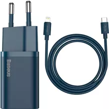 Сетевое зарядное устройство Baseus Super Si Quick Charger 20W Sets + Type-C to Lightning Blue (Синий) (TZCCSUP-B03)