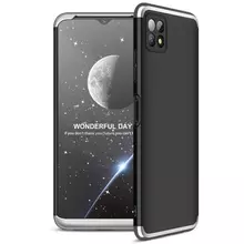 Ультратонкий чехол бампер для Samsung Galaxy A22 5G GKK Dual Armor Black / Silver (Черный / Серебристый)