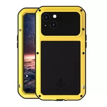 Противоударный чехол бампер для iPhone 13 Love Mei PowerFull (Со стеклом) Yellow (Желтый)