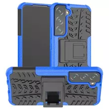 Противоударный чехол бампер для Samsung Galaxy S22 Nevellya Case (встроенная подставка) Blue (Синий)