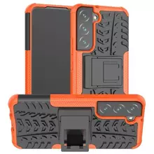 Противоударный чехол бампер для Samsung Galaxy S22 Nevellya Case (встроенная подставка) Orange (Оранжевый)
