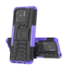 Противоударный чехол бампер для Xiaomi Redmi 10C Nevellya Case (встроенная подставка) Purple (Пурпурный)
