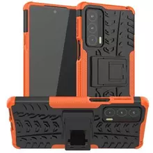 Противоударный чехол бампер для Motorola Edge 20 Pro Nevellya Case (встроенная подставка) Orange (Оранжевый)