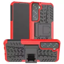 Противоударный чехол бампер для Samsung Galaxy S23 Nevellya Case (встроенная подставка) Red (Красный) 