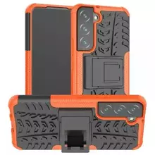 Противоударный чехол бампер для Samsung Galaxy S23 Nevellya Case (встроенная подставка) Orange (Оранжевый) 