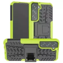 Противоударный чехол бампер для Samsung Galaxy S23 Nevellya Case (встроенная подставка) Green (Зеленый) 