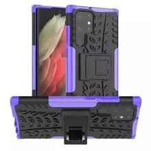 Противоударный чехол бампер для Samsung Galaxy S23 Ultra Nevellya Case (встроенная подставка) Purple (Пурпурный) 