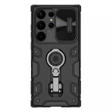 Противоударный чехол бампер Nillkin CamShield Armor Pro Magnetic (шторка на камеру) для Samsung Galaxy S23 Ultra Black (Черный)