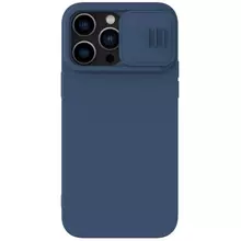 Противоударный чехол бампер Nillkin CamShield Silky Magnetic Silicone (шторка на камеру) для iPhone 14 Pro Max Midnight Blue (Темно Синий)