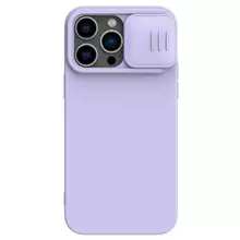 Противоударный чехол бампер Nillkin CamShield Silky Magnetic Silicone (шторка на камеру) для iPhone 14 Pro Max Misty Purple (Туманный Пурпурный)