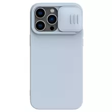 Противоударный чехол бампер Nillkin CamShield Silky Magnetic Silicone (шторка на камеру) для iPhone 14 Pro Max Star Gray (Серый)