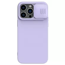 Противоударный чехол бампер Nillkin CamShield Silky Silicone (шторка на камеру) для iPhone 14 Pro Max Misty Purple (Туманный Пурпурный)