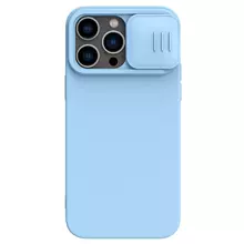 Протиударний чохол бампер Nillkin CamShield Silky Silicone (шторка на камеру) для iPhone 14 Pro Max Light Blue (Світло синій)