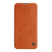 Чехол бампер Nillkin Qin Pro (plain leather) для iPhone 14 Pro Max Brown (Коричневый)