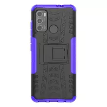 Противоударный чехол бампер для Motorola Moto G60 Nevellya Case (встроенная подставка) Purple (Пурпурный)