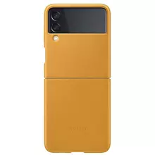 Оригинальный чехол бампер для Samsung Galaxy Flip 3 Samsung Leather Back Cover Yellow (Желтый) EF-VF711LYEGRU