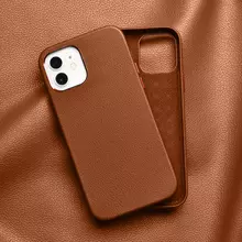 Чехол бампер для iPhone 12 Pro Max WiWU Calfskin Leather Case Brown (Коричневый)