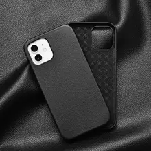 Чехол бампер для iPhone 12 Pro Max WiWU Calfskin Leather Case Black (Черный)