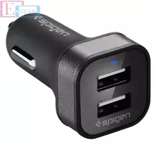 Автомобильная зарядка от прикуривателя Spigen 4.8 Amp Dual Port USB Car Charger F24QC для Samsung, Apple, Hyawei, Asus, HTC, Meizu Black (Черный)
