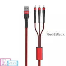 Кабель для зарядки и передачи данных Hoco U39 Slender Lightning Micro-USB Type-C Red (Красный)