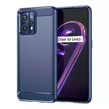 Противоударный чехол бампер для Realme Narzo 50A iPaky Carbon Fiber Blue (Синий)