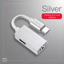 Кабель переходник Hoco LS14 to Type C 2 in 1 audio converter для планшетов и смартфонов Silver (Серебристый)