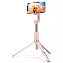 Оригинальная беспроводная селфи палка Spigen S540W Wireless Selfie Stick Tripod Peach Pink (Розовый) 000SS24611