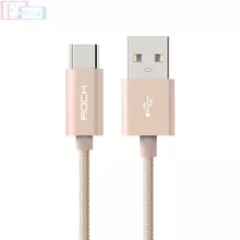 Високошвидкісний кабель для заряджання та передачі даних Rock USB - Type C для смартфонів та телефону 1.8 м Rose Gold (Рожеве Золото)