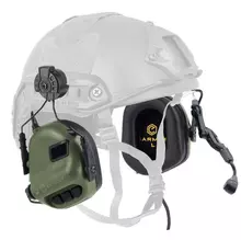 Активные наушники тактические Earmor M32H Mark 3 на шлем fast крепление ARC с микрофоном Foliage Green (Оливковый)
