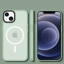 Чехол бампер для iPhone 13 Anomaly Metal Buttons with Magsafe Matha Green (Светло Зеленый)