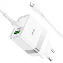 Адаптер сетевой Hoco Type-C to Type-C Cable Extension speed charger set N21 1USB/1Type-C, PD/QC, 3A/30W White (Белый)